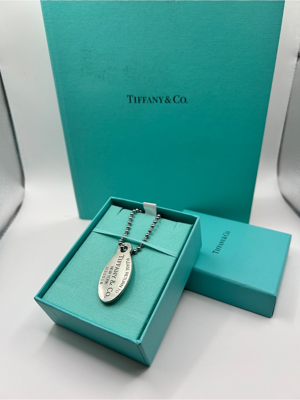Authentic Tiffany & Co. Return to Tiffany Oval Tag 32” Ball Chain Necklace 925